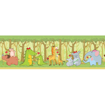 GB90051 Jungle Animals Peel and Stick Wallpaper Border 10in Height x 15ft