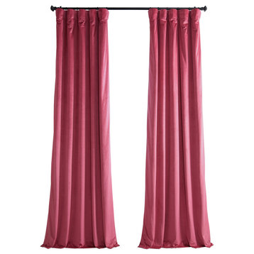 Heritage Plush Velvet Curtain Single Panel, Dark Pink, 50"x96"