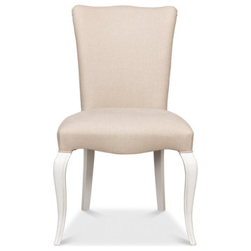 Sidechair Cortina White With Linen Flax