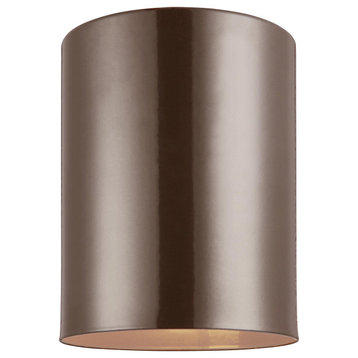Outdoor Cylinder 1-Light Outdoor Ceiling Flush Mount, Bronze