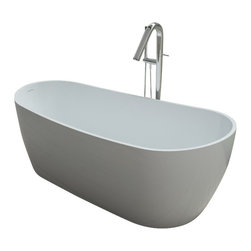 ADM Bathroom Design - ADM Elipsed Freestanding Bathtub, Glossy White, 66.9" - Bathtubs