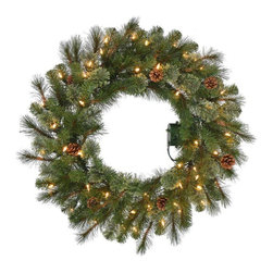 Alexander Pine Artificial Christmas Wreath x 140 Tips with 50 Warm White Lights - Christmas Trees