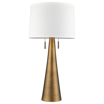 Acclaim Muse 2 Light Table Lamp, Gold/Off-White Shantung
