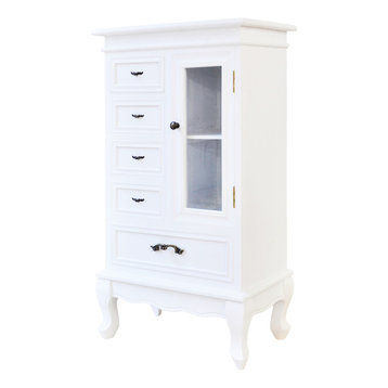 VidaXL White Cabinet With 5 Drawers and 2 Shelves
