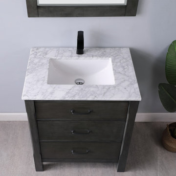 Maribella 30" Single Bathroom Vanity Set in Rust Black and Carrara White Marble