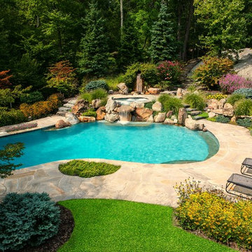 Kinnelon, NJ Natural Poolscape with Waterfalls & Koi Pond