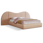 Meridian Furniture - Everest Upholstered Bed, Tan, King, Linen Textured Fabric - Awaken to the promise of a blissful slumber with the Everest Linen Fabric Bed, a luxurious haven that seamlessly blends classic elegance with contemporary design. Crafted with a sumptuous, rich tan linen fabric, this bed beckons you to sink into its cloud-like embrace, inviting peaceful nights and rejuvenating mornings. Its gently curved headboard transcends mere aesthetics, offering unparalleled flexibility to suit your preferences and space. Removable side panels grant you the freedom to choose between a classic silhouette for a more open, airy feel for a spacious ambiance, or an expanded option that adds a more dramatic focal point to your room. Whether you favor a cozy nook or a bright and breezy retreat, this bed effortlessly adapts to your vision.