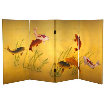 3' Tall Double Sided Seven Lucky Fish Canvas Room Divider