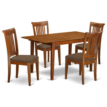 5 Pc Small Kitchen Table Set Table With Leaf And 4 Dining Chairs