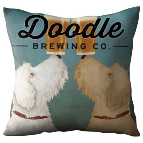 Cortesi Home Doodle Beer Double' by Ryan Fowler, Pillow
