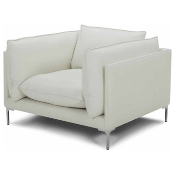 Divani Casa Harvest Modern L-Grade Leather Upholstered Accent Chair in White