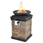Costway - Patio Propane Burning Fire Bowl Column W/ Cover 40,000 BTU & Lava Rocks - Imagine how nice it would be to have a themed party or an outdoor date night, talk about the past and the future around the flames, or just enjoy a good book. The durable burning fire bowl column is made of magnesium oxide and stainless steel for a longer working life. Plus, the electronic lighting and adjustable knob make you use it conveniently. Up to 40,000 BTU of heat output, the fire pit table will provide warmth and lighting for you without smoke and dust. And some things attached with the goods don't make you to buy additional accessories, such as a battery, a Propane pipe. We also provide a cover to protect fire pit table from rain or sun. It is worth to have a pit during social gathering, family get-together or relaxing night under the stars. Do not hesitate to buy it now!