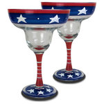 Golden Hill Studio - Stars and Stripes Margarita Patriotic Collection, Set of 2 - What better way to celebrate all of the summer holidays.  Not just for the 4th of July but for all of the holidays. Our Margarita glass will make a great margarita even better! Start off the summer season with Memorial Day and end it with Labor Day.  Nothing like the Red, White & Blue!  This wine glass will certainly make you think to celebrate and to be thankful! Not only do our glasses celebrate the USA they are proudly hand painted in the USA as well, by American artists.
