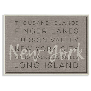 'New York Hudson Valley Long Island Typography', Wall Plaque, 10"x0.5"x15"