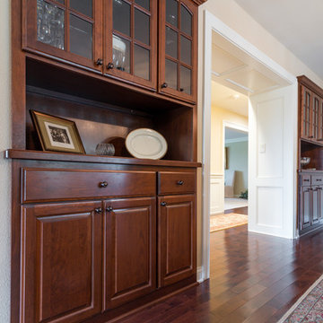 Dining Room Built-Ins with Cherry Cabinets and Countertops