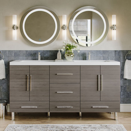 The Ripley Bathroom Vanity, Gray, 68", Double Sink, Freestanding