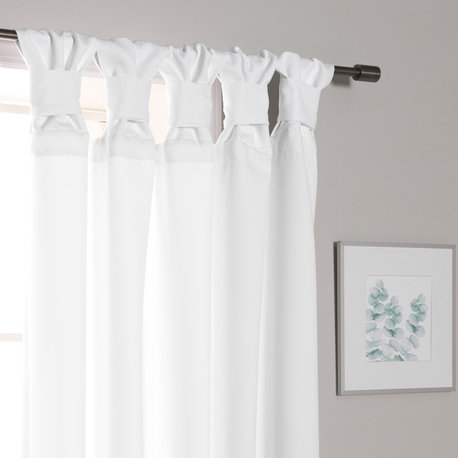 BANDTAB -Thermal Insulated Blackout Knotted Tab Curtain Set, White, 52" W X 63"