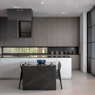 75 Beautiful Kitchen With Brown Cabinets And Solid Surface