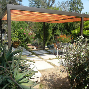 Contemporary Steel and Wood Pergola
