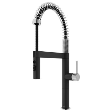VIGO Edison Pro Pull-Down Kitchen Faucet, Stainless Steel/Matte Black