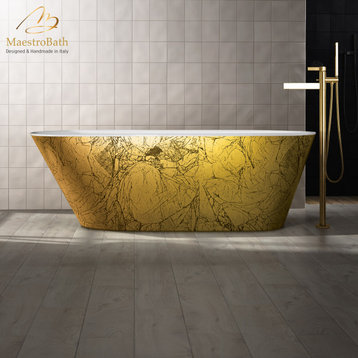 Victoria Modern Luxury Freestanding Black/Gold Bathtub