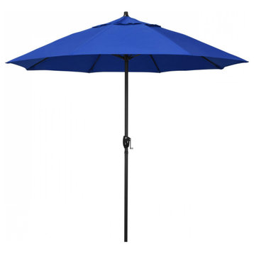 7.5' Patio Umbrella Bronze Pole Fiberglass Ribs Auto Tilt Pacifica, Pacific Blue