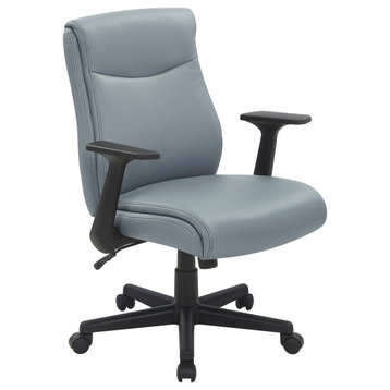 Mid-Back Managers Office Chair With Flip Up Arms, Charcoal Gray Faux Leather