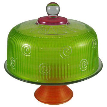 Frosted Curl Light Green Cake Dome
