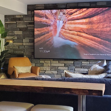 Luxury Basement with Home Entertainment Surround Sound