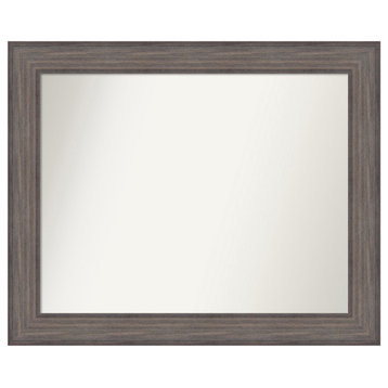 Country Barnwood Non-Beveled Wood Bathroom Mirror 33x27"