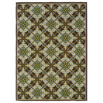 Newcastle Home - Coronado Indoor and Outdoor Floral Brown and Ivory Rug, 5'3"x7'6" - Coronado is a striking new indoor/outdoor collection in trend-forward shades of indigo and Mediterranean blue and bright lime green.  Simple, sophisticated patterns come alive with tons of texture and pops of bright color.  It is a collection of high-style, high durability rugs that are perfect for the outdoors or for any room in the home.  Machine made of 100% polypropylene.