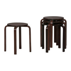 Linon Home Decor Products - 17" Bentwood Stool, Wenge, Set of 4 - Bar Stools and Counter Stools