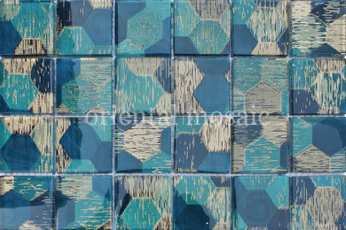 Laminated glass mosaic tile