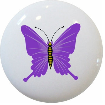 Purple Butterfly Ceramic Knob
