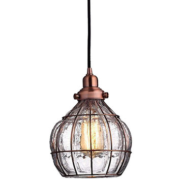 Antique copper cracked glass vintage industrial ceiling lamp light