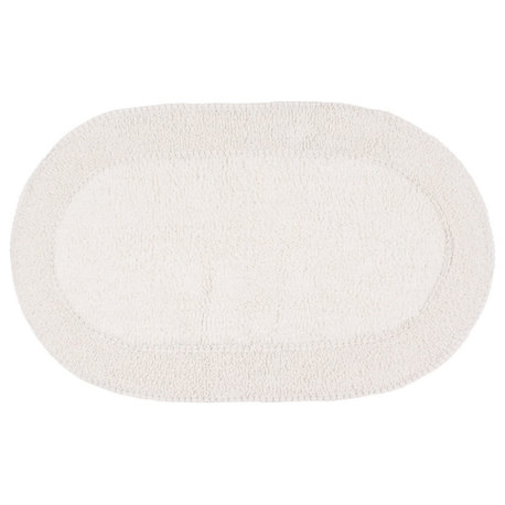 Double Ruffle Collection Bath Rugs Set, 24x40 Rectangle, Ivory