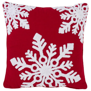 Cotton Blend Decorative Pillow With Snowflake Design And Down Filling