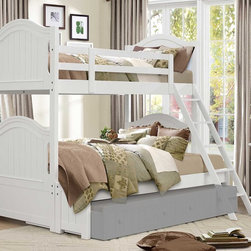 HOMELEGANCE B1799-1F CLEMENTINE COTTAGE WHITE KIDS TWIN FULL BUNK BEDS - Bunk Beds