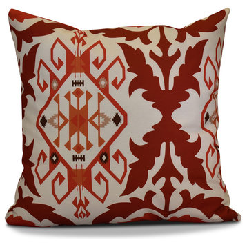 Bombay 6 Geometric Print Pillow, Orange/Rust, 18"x18"