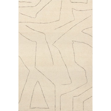 Arvin Olano Mulholland Textured Wool Area Rug Area Rug, Cream 2' 6" x 8'