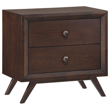 Tracy Upholstered Fabric Wood Nightstand, Cappuccino