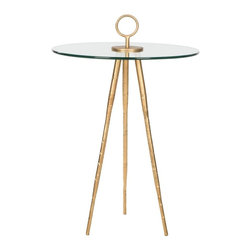 Delma Gold Glass Top End Table - Coffee And Accent Tables