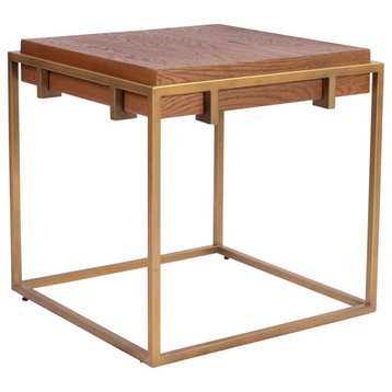 Keira End Table With Reclaimed Oak Block Top