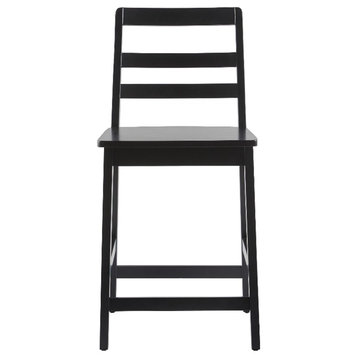 Walker Edison Modern Solid Wood Ladder-Back Counter Stool - Set of 2 - Black