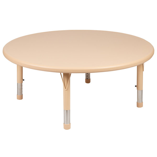 45" Round Height Adjustable Plastic Table, Natural