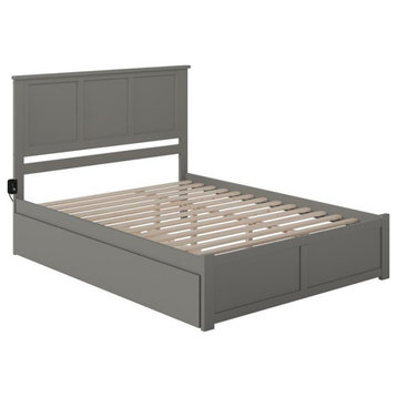 AFI Madison Queen Solid Wood Bed with Twin XL Trundle in Gray