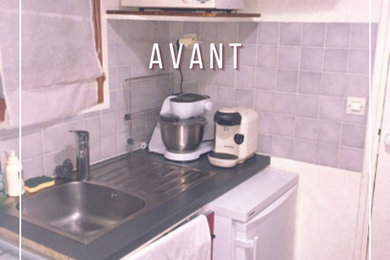 パリにあるコンテンポラリースタイルのおしゃれなキッチンの写真