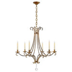 Visual Comfort & Co. - Oslo Medium Chandelier in Gilded Iron with Crystal - The Oslo reimagines classic Northern European elegance with a modern Chapman & Myers twist. Graceful gilded-iron curved lines are meticulously trimmed with glass beads, adding an air of refinement to the classically proportioned chandelier. The jewelry-like details, scalloped bobeches, and candle-inspired lights will add a sophisticated touch to interior spaces.