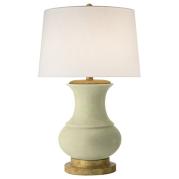 Deauville Table Lamp in Celadon Crackle with Linen Shade