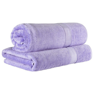 2 Piece Egyptian Cotton Solid Bath Sheet Set, Purple